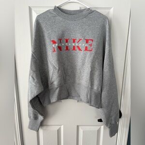 Nike Women's Gray Sweatshirt with Red Logo